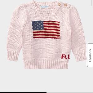 Ralph Lauren Light Pink baby Knit Sweater with USA Flag
